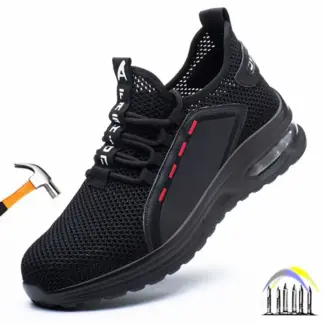 Zomerse ademende werkschoenen van mesh, stalen neus schoenen voor heren en dames, lichtgewicht veiligheidsschoenen, anti-perforatie beschermende werksneakers