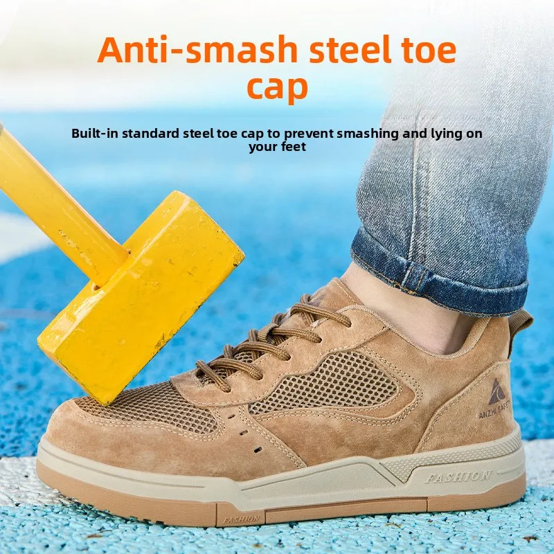 zomer ademende mesh veiligheidsschoenen stalen neus veiligheidslaarzen voor dames lichtgewicht antislip werkschoenen voor heren beschermend schoeisel - Image 5