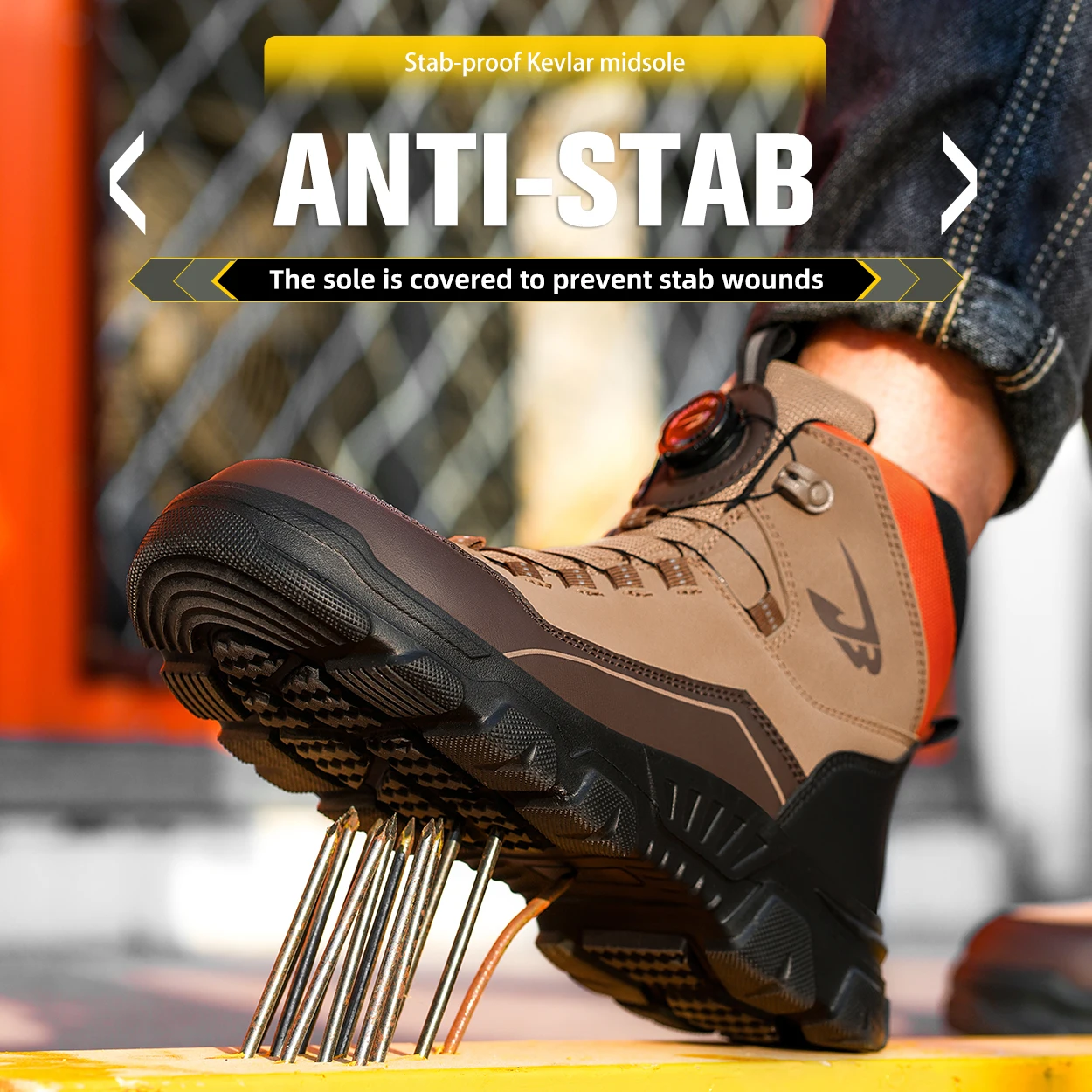 sneakers met stalen neus waterdichte werkschoenen man lekbestendige bouwplaats veiligheidsschoenen roterende knop veldwerklaarzen - Image 2