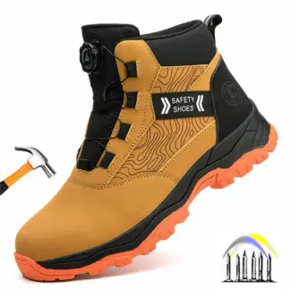 waterdichte werkschoenen hoge man veiligheidsschoenen met draaiknop antislip rubberen buitenzool werklaarzen sneakers met stalen neus