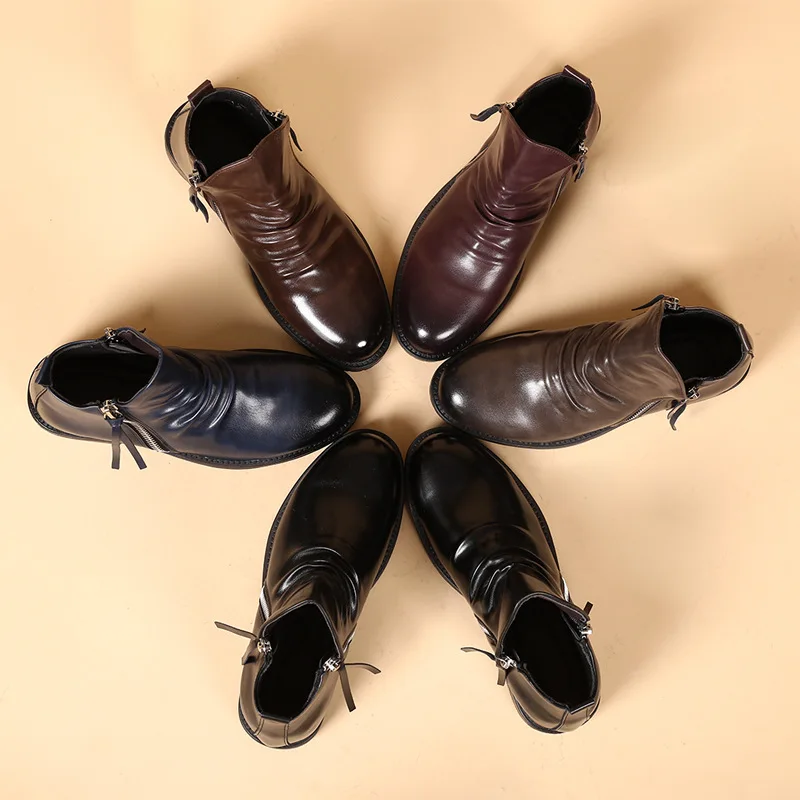 Cowboylaarzen voor heren Vierkante neus Zacht PU-leer Enkel Westernlaarzen Retro Slip On Chelsea Boot Casual comfortabele kledingschoenen - Image 6