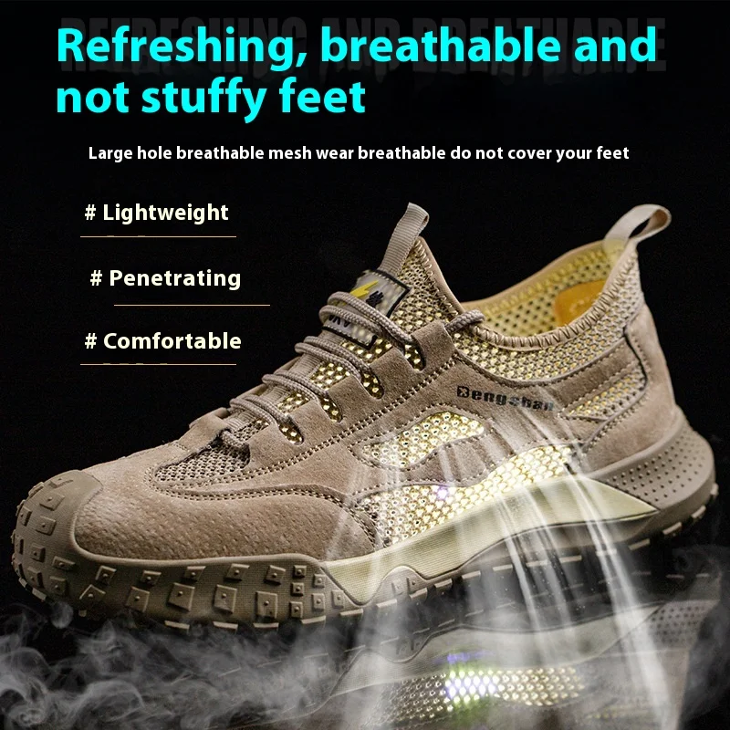 zomerveiligheidsschoenen ademende mesh werkschoenen met plastic neus industriële antislip sneakers geïsoleerde werklaarzen voor lasser - Image 5