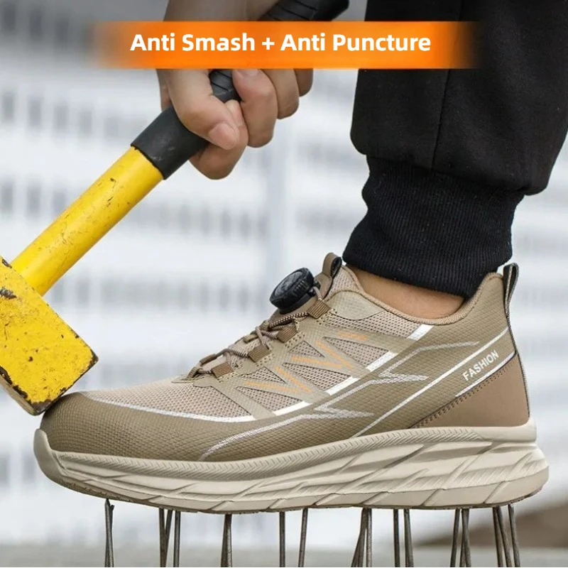 Industriële ultralichte veiligheidsschoenen Laarzen met stalen neus Schoenen met draaiknop Beschermende werksneakers Anti-steekconstructieschoenen - Image 4