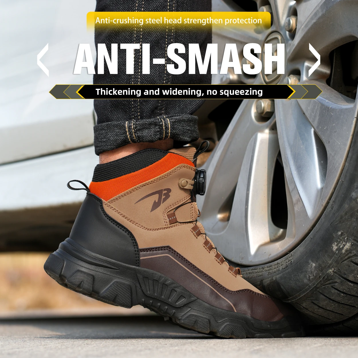 sneakers met stalen neus waterdichte werkschoenen man lekbestendige bouwplaats veiligheidsschoenen roterende knop veldwerklaarzen - Image 3