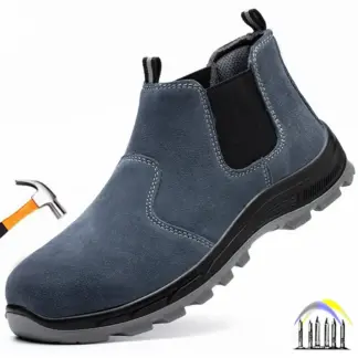 Slip-on veiligheidsschoenen stalen neus werklaarzen voor heren dames Anti-lek anti-verbranding suède werkschoenen beschermende werksneakers
