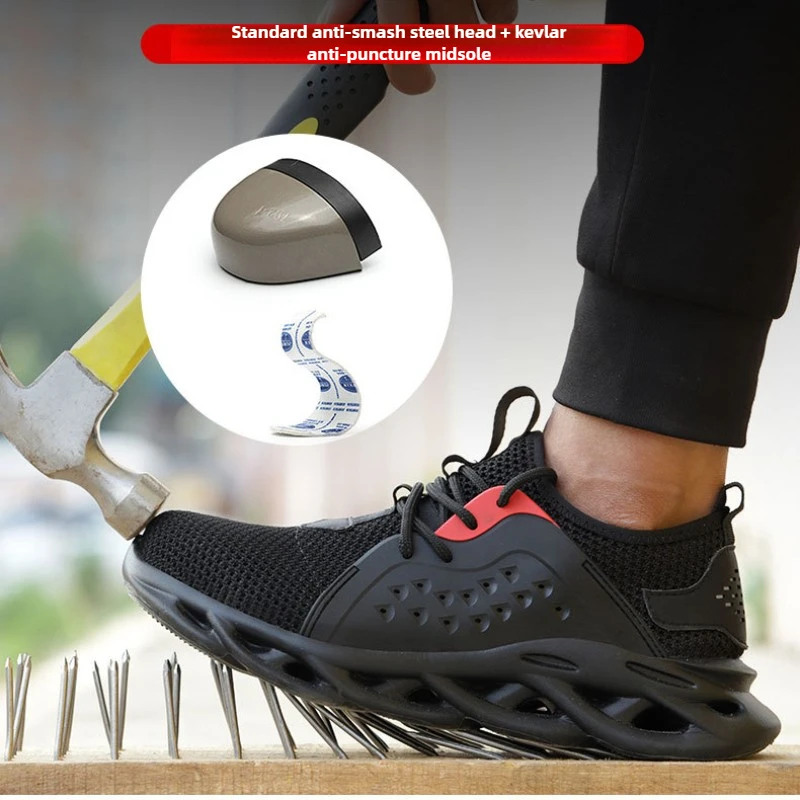 Zomerveiligheidsschoenen ademende mesh werkschoenen lichte anti smash anti-punctie sneakers voor het werken met teenbescherming - Image 6