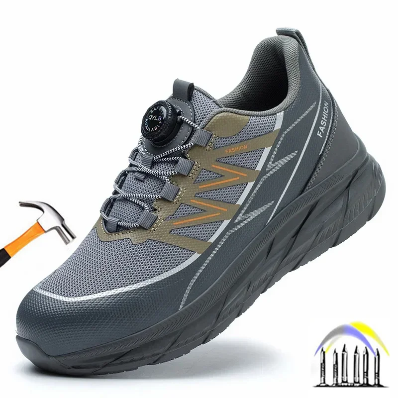 Industriële ultralichte veiligheidsschoenen Laarzen met stalen neus Schoenen met draaiknop Beschermende werksneakers Anti-steekconstructieschoenen