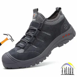 industriële ademende veiligheidsschoenen voor heren bouwplaats anti-smash laarzen met stalen neus anti-lek beschermende werksneakers