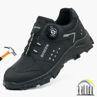 Draaibare knop veiligheidsschoenen stalen neus zwarte antislip werkschoenen anti-perforatie beschermende werklaarzen industriële schoenen