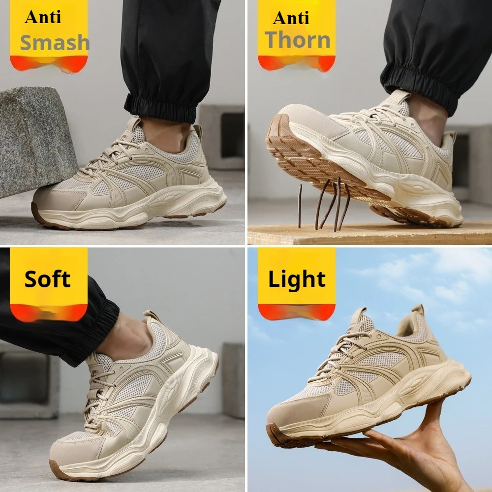 Schoenen met stalen neus voor heren Antislip Onverwoestbare veiligheidstennisschoenen Lichtgewicht ademende constructie Sneakers anti-lek - Image 5