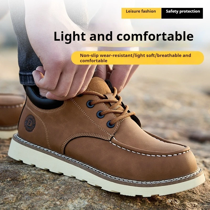 Sneakers met stalen neus voor heren, werkschoenen van microvezelleer, waterdichte veiligheidsschoenen, antislip werklaarzen voor industriële constructie - Image 4