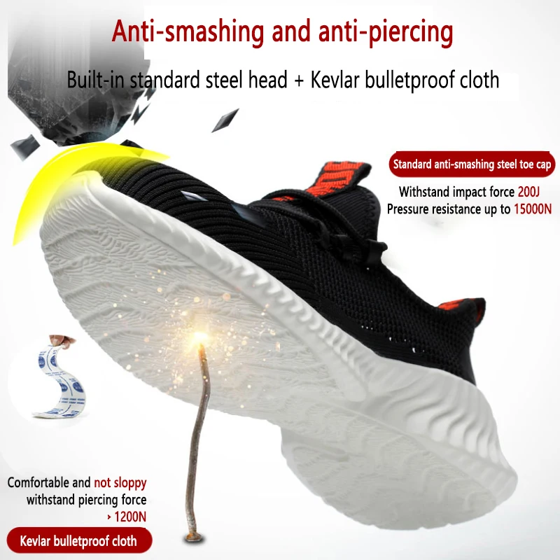 zomerwerkschoenen met bescherming ademend Lichtgewicht veiligheidsschoenen met ijzeren neus anti-steek antislip werkende zomerschoenen - Image 3