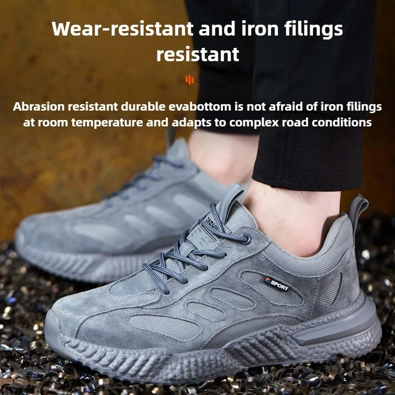 Lichte, comfortabele veiligheidsschoenen met kunststof neusbescherming voor heren, beschermende werksneakers, antislip werkschoenen - Image 3