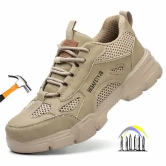 ademende veiligheidsschoenen heren zomerwerkschoenen lichtgewicht werkschoenen heren anti-lek beschermende schoenen antislip werksneakers