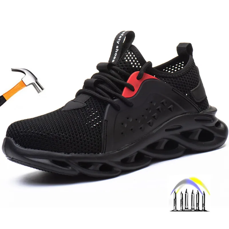 Zomerveiligheidsschoenen ademende mesh werkschoenen lichte anti smash anti-punctie sneakers voor het werken met teenbescherming