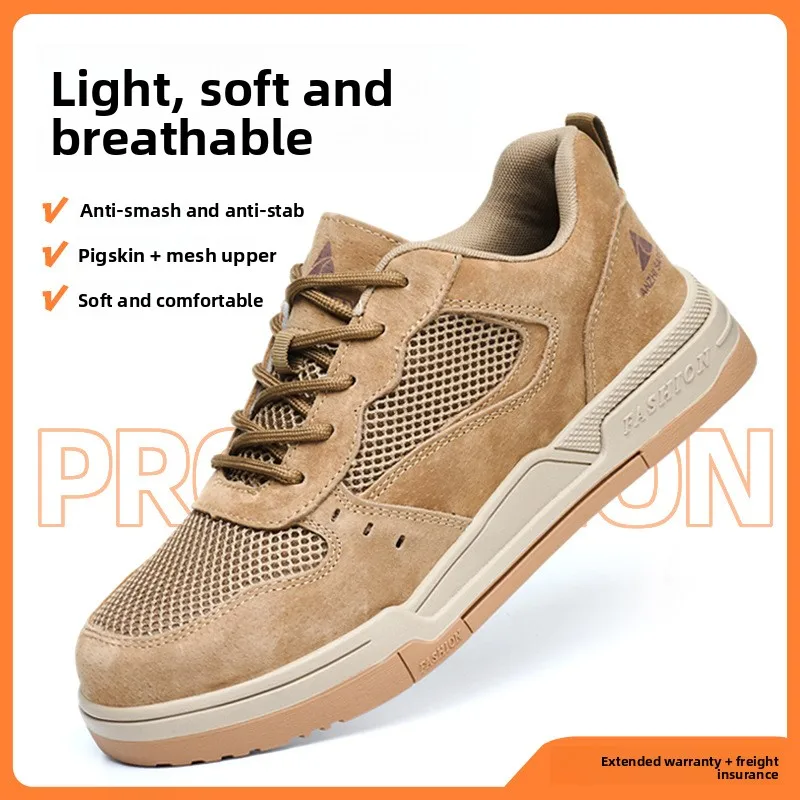 zomer ademende mesh veiligheidsschoenen stalen neus veiligheidslaarzen voor dames lichtgewicht antislip werkschoenen voor heren beschermend schoeisel - Image 2