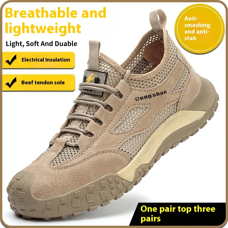 zomerveiligheidsschoenen ademende mesh werkschoenen met plastic neus industriële antislip sneakers geïsoleerde werklaarzen voor lasser - Image 3