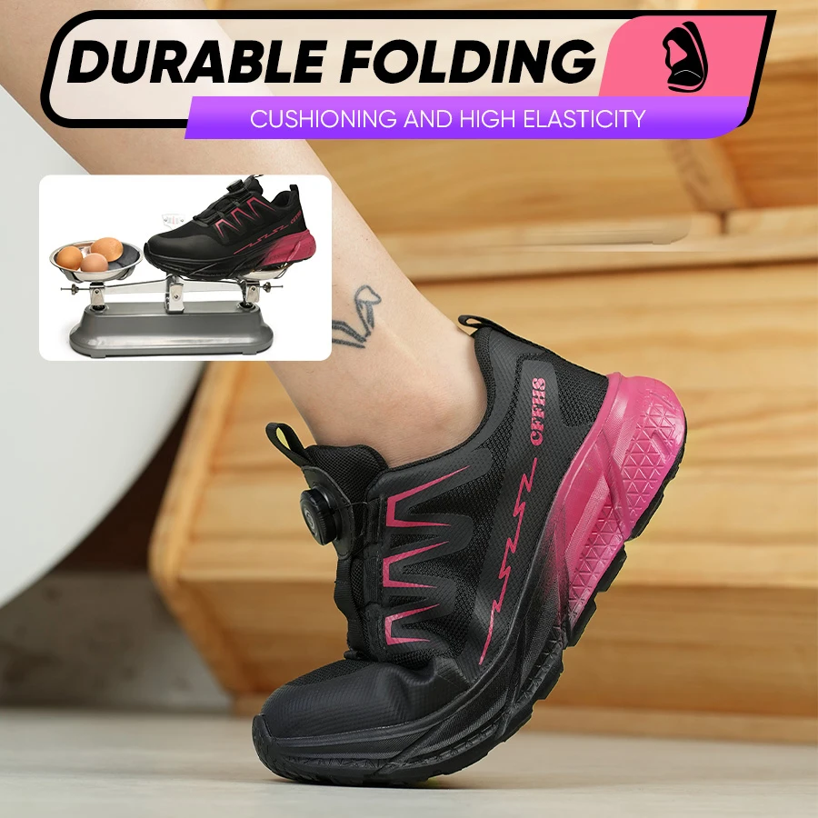 lichte veiligheidsschoenen voor dames werkschoenen met stalen neus en lage rotatie drukknop anti-lek veiligheidssneakers industriële schoenen - Image 5