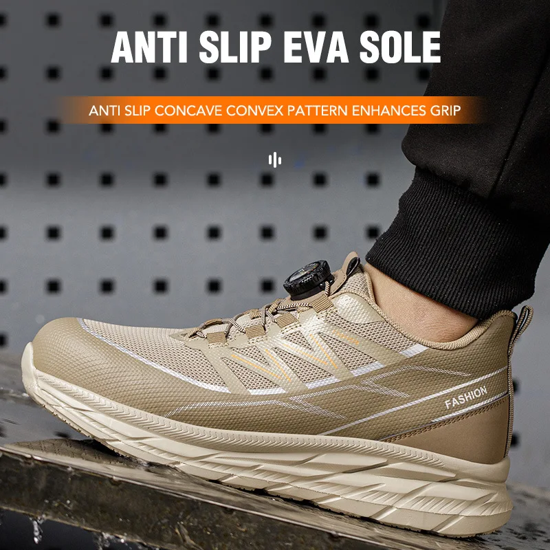 Industriële ultralichte veiligheidsschoenen Laarzen met stalen neus Schoenen met draaiknop Beschermende werksneakers Anti-steekconstructieschoenen - Image 6