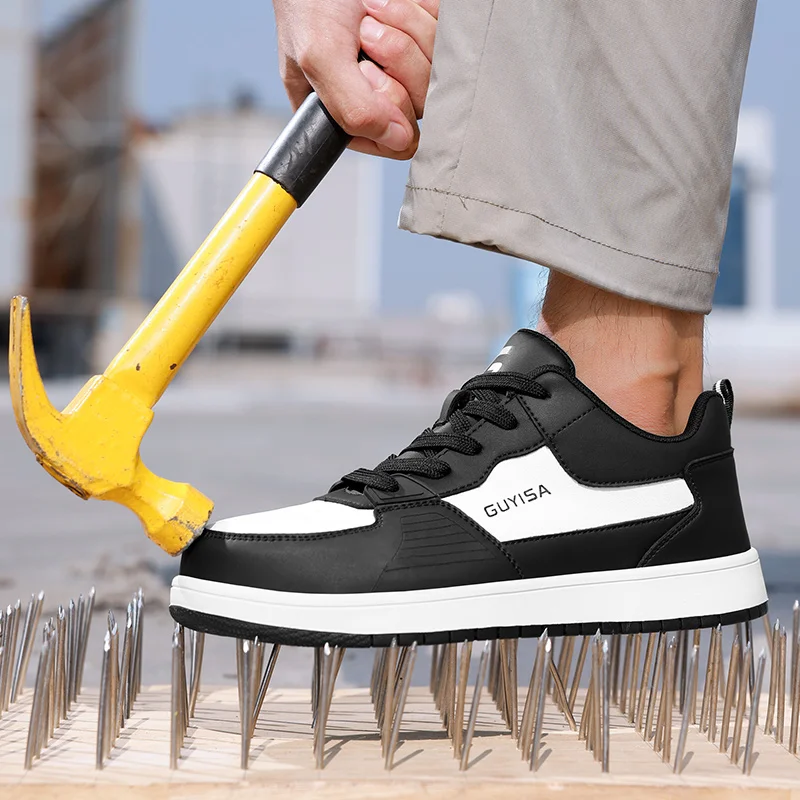 Schoenen met stalen neus voor heren Dames Leren werkschoenen Industriële constructie Magazijnveiligheidsschoenen Lichtgewicht werksneakers - Image 2