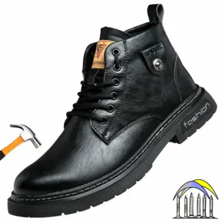 Schoenen met stalen neus voor heren Dames waterdichte werkschoenen zwart lederen veiligheidsschoenen anti smash anti-lek lichtgewicht veiligheidslaarzen