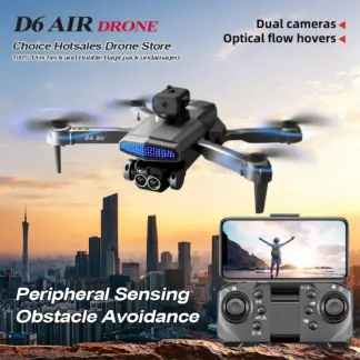 ZNLYRION D6 Air RC Drone with 5-Side Obstacle Avoidance, 4K Dual HD Camera, Optical Flow Positioning, WIFI FPV, and Foldable Design for Indoor/Outdoor Use