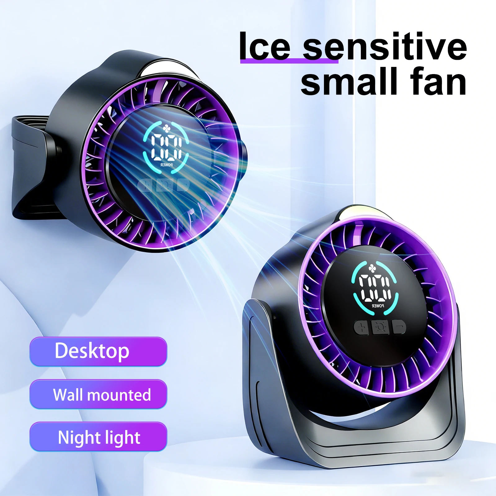 ZNLYRION Portable Silent Desktop Air Circulator Fan Rechargeable Battery Operated Small Cooling Fan with LED Night Light - Image 3