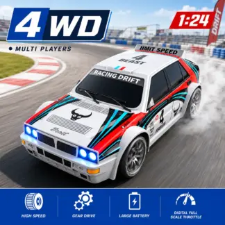 ZNLYRION High Speed 20KM/H RC Drift Car 4WD Chassis 2.4Ghz Radio Controlled Rally Racing Vehicle Two Kinds Tyres Night Light RC Hobby Gift