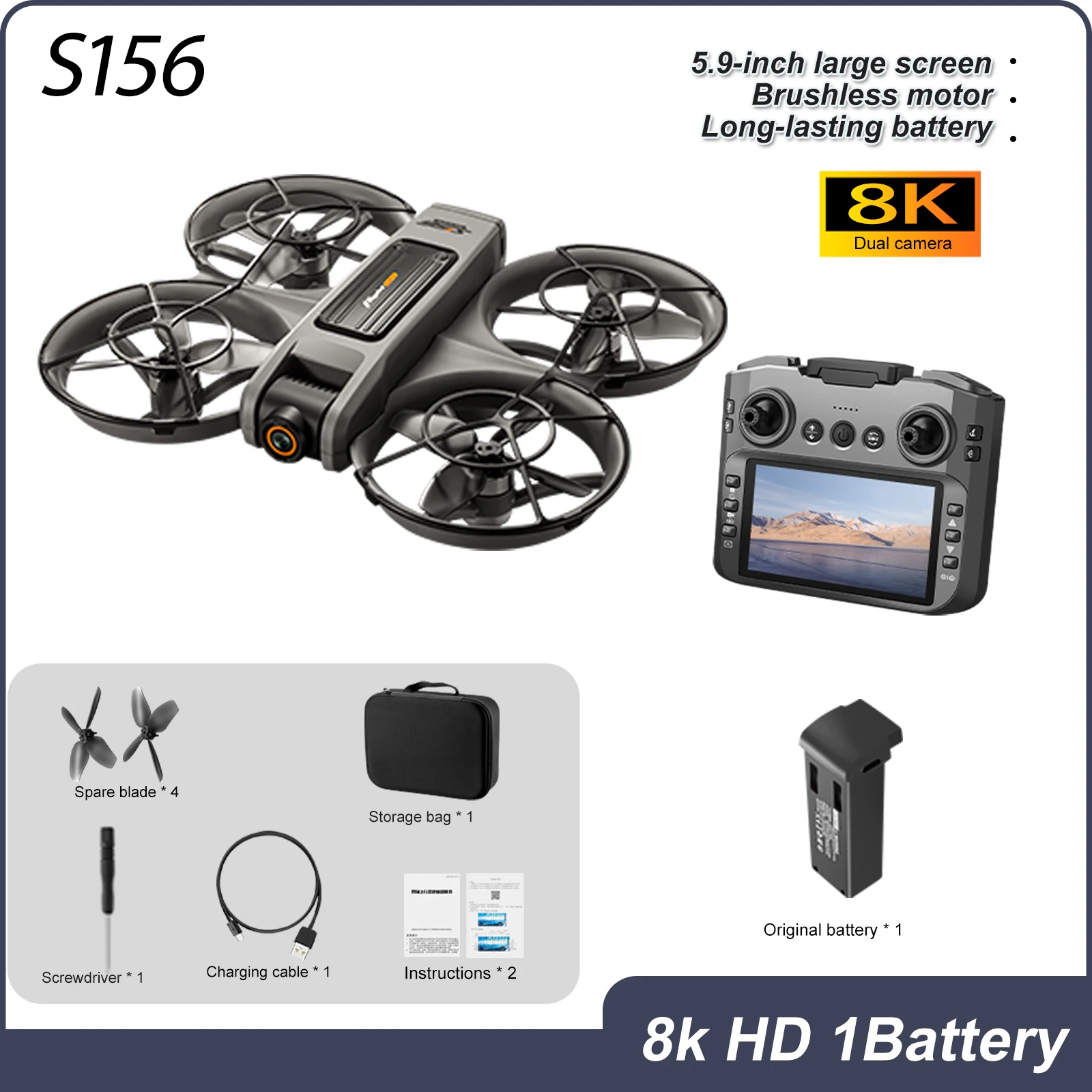 ZNLYRION S156 Beginner-Friendly Brushless Drone with Built-in Screen FPV, Optical Flow Hover, and 360° Crash Protection - Image 5