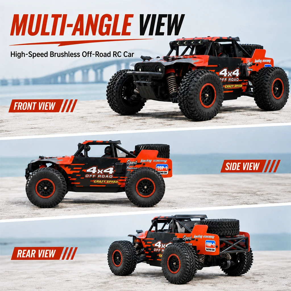 ZNLYRION RC Monster SG202MAX Scale1:16 Truck 4WD Brushless 55KM/H 2.4G Remote Control Off-Road Car with LED Lights for Boys Adults - Image 2