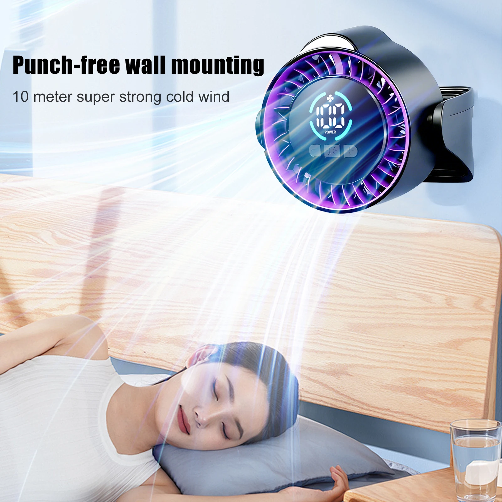 ZNLYRION Portable Silent Desktop Air Circulator Fan Rechargeable Battery Operated Small Cooling Fan with LED Night Light - Image 7