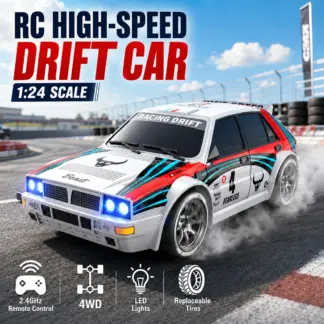 ZNLYRION 204PRO 1:24 4WD RC Drift Car 20KM/H High Speed 2.4G Remote Control Racing Car With 2 Sets Tires Front&Rear LED Lights 2 Speed Mode Hobby RC Vehicle
