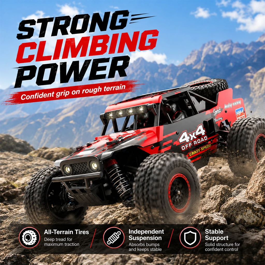 ZNLYRION RC Monster SG202MAX Scale1:16 Truck 4WD Brushless 55KM/H 2.4G Remote Control Off-Road Car with LED Lights for Boys Adults - Image 7