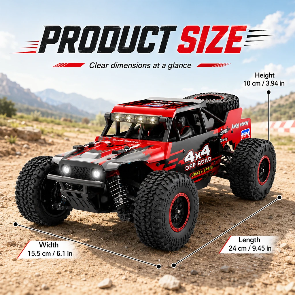 ZNLYRION RC Monster SG202MAX Scale1:16 Truck 4WD Brushless 55KM/H 2.4G Remote Control Off-Road Car with LED Lights for Boys Adults - Image 3