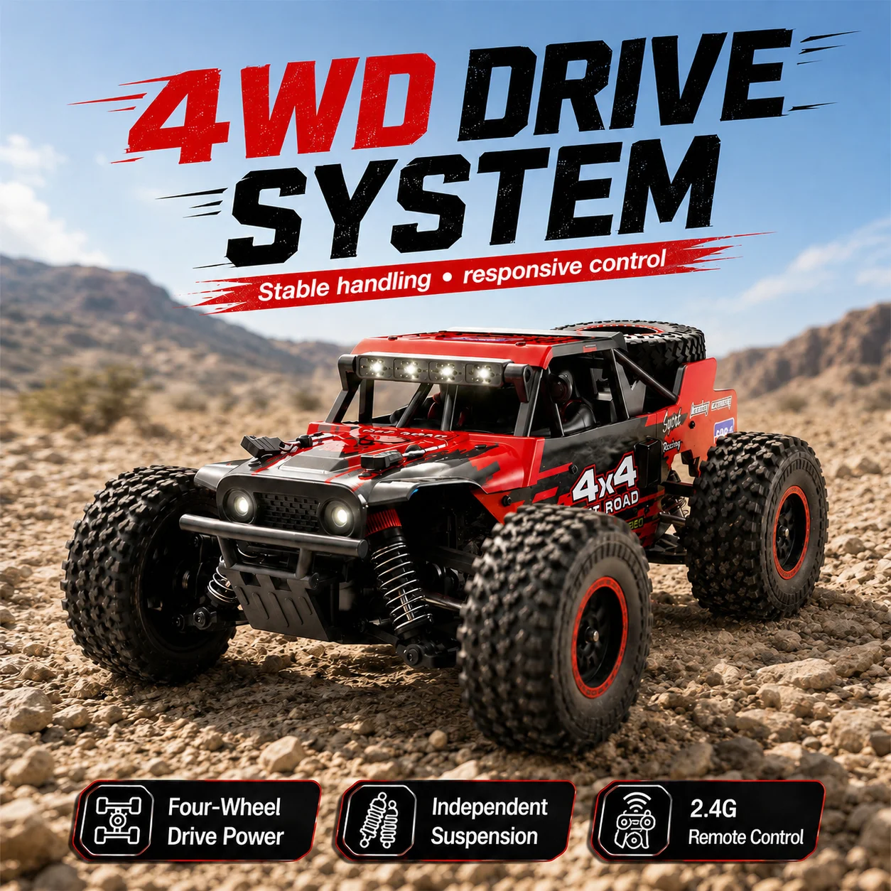ZNLYRION RC Monster SG202MAX Scale1:16 Truck 4WD Brushless 55KM/H 2.4G Remote Control Off-Road Car with LED Lights for Boys Adults - Image 5