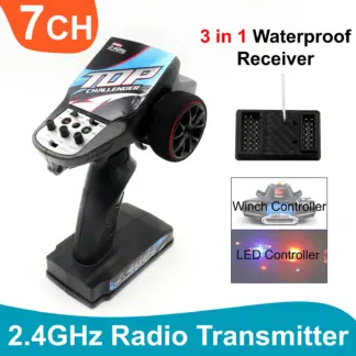 2.4GHz 7CH Radio System Transmitter Controller 7 Channels Remote Control with Receiver For RC Car Boat Ship Tank