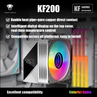 Jungle Leopard KF200 DGT Silent CPU Cooler 2 Copper Heatpipes with RGB LED Fan for PC Case, Desktop Processor Air Cooler
