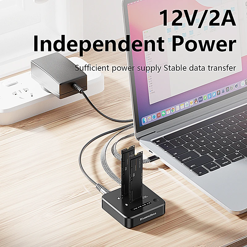 Blueendless Offline Clone Dual Bay M.2 NVMe SSD Docking Station 2Bay M2 NVMe Cloner Type C 10Gbps for PCIe NVMe SSD Enclosure - Image 4