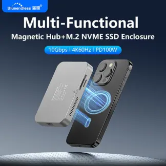 Blueendless M.2 2230 2242 2280 Magnetic NVME SSD Docking Station 10Gbps 100W PD 4K60HZ HDTV SSD Enclosure with Cooling Fan