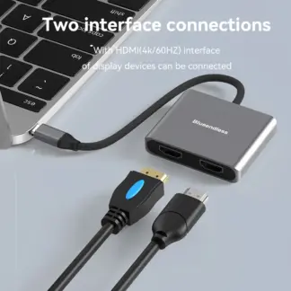 Blueendless TYPE C to dual Hdmi Compatible USB C Hub Splitter 4K 60HZ Dual Screen Expantion For macbook Mobile phone PC
