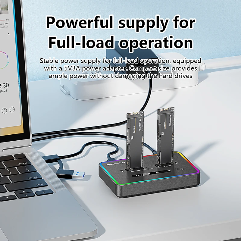 Blueendless Dual-Bay M.2 NVME SSD Clone Docking Station 20Gbps USB3.2 USB C Type C OFFline Cloner Duplicator NVme PCIE Enclosure - Image 4