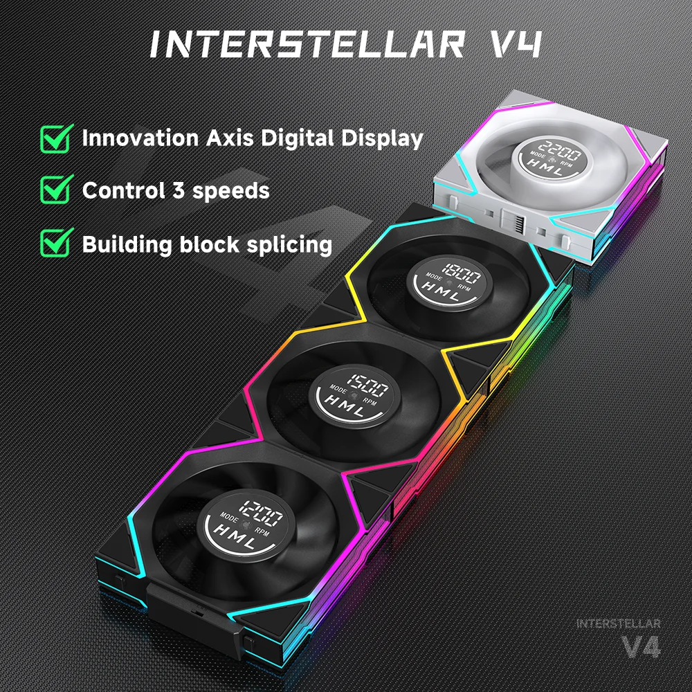 Jungle Leopard Interstellar V4 Digital Display Speed Control Infinite Mirror With Screen Ventilador UNI Fan - Image 2
