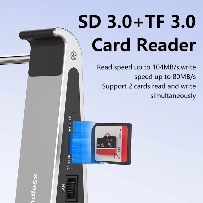 Blueendless Aluminum Laptop Stand with 4K 60Hz HD SD/TF Card Reader USB 3.0 5Gbps 100W PD Charger Type-C Hub Docking Station - Image 5