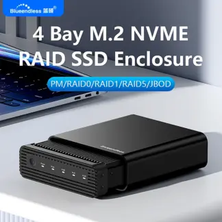 Blueendless M2 4-Bay USB4 External NVME SSD Enclosure M.2 NVME 40Gbps M.2 NVME RAID PM/RAID 0/RAID 1/RAID 5/JBOD SSD Enclosure