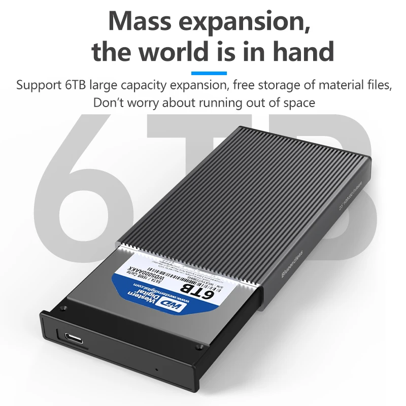 Blueendless Aluminium Hard Drive Box 2.5 Inch SATA Hard Drive Enclosure 5Gbps High Speed USB 3.0 HDD Case SATA Case for Laptop - Image 2