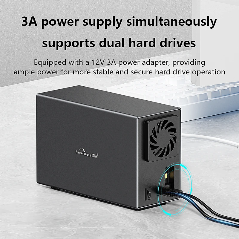 Blueendless Dual Bay Shell Heat Dissipation 3.5 USB 3.0 External Type C Dual Hard Drive Enclosure SATA Array Box HDD Server case - Image 3