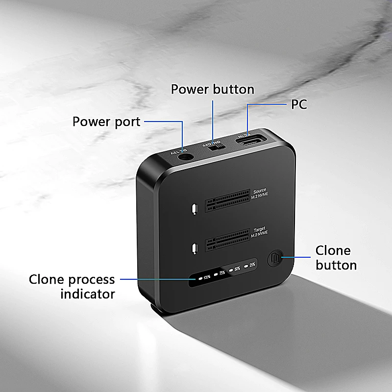 Blueendless Offline Clone Dual Bay M.2 NVMe SSD Docking Station 2Bay M2 NVMe Cloner Type C 10Gbps for PCIe NVMe SSD Enclosure - Image 5