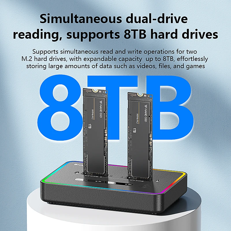 Blueendless Dual-Bay M.2 NVME SSD Clone Docking Station 20Gbps USB3.2 USB C Type C OFFline Cloner Duplicator NVme PCIE Enclosure - Image 5