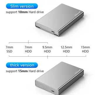 Blueendless Aluminum Case HDD Enclosure 2.5 inch External SATA Hard Drive Enclosure USB 3.1 Type C HDD Enclosure for Laptop