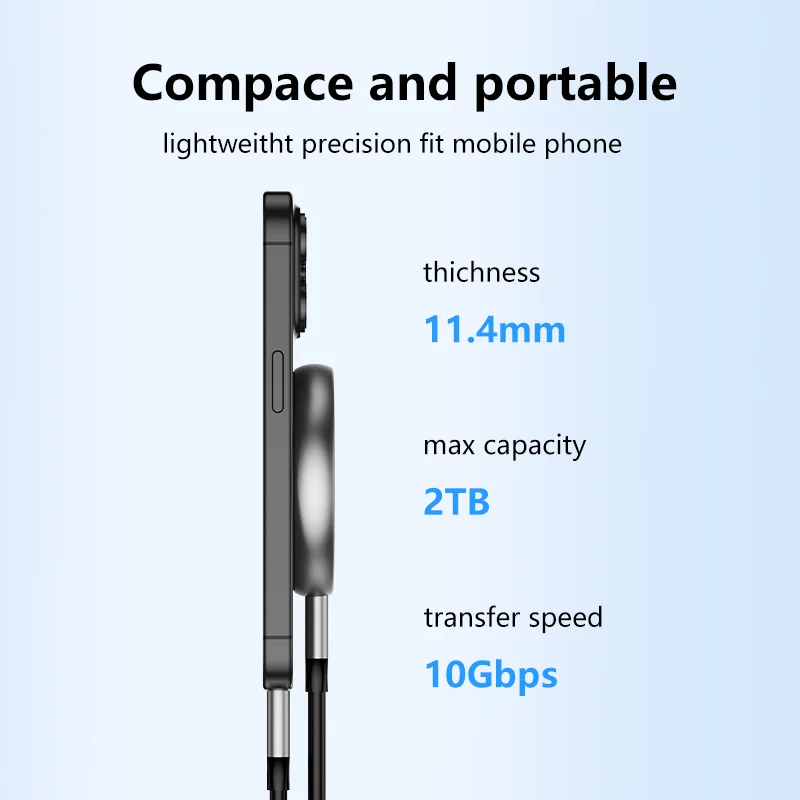 Blueendless Magnetic M.2 NVMe 2230 2242 SSD Enclosure 10Gbps Type C USB3.1 to NVMe PCI-E ssd case for Mobile Phone - Image 3